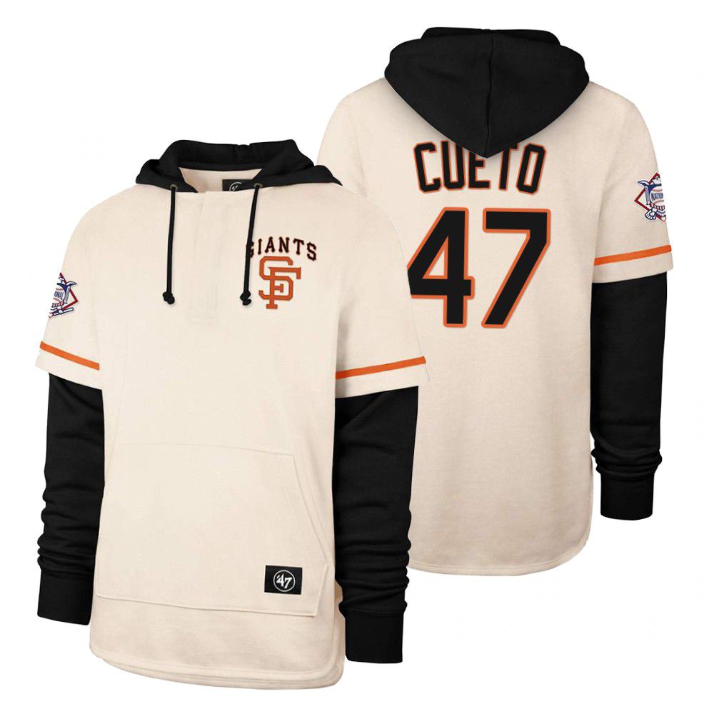 Men San Francisco Giants #47 Cueto Cream 2021 Pullover Hoodie MLB Jersey->customized mlb jersey->Custom Jersey